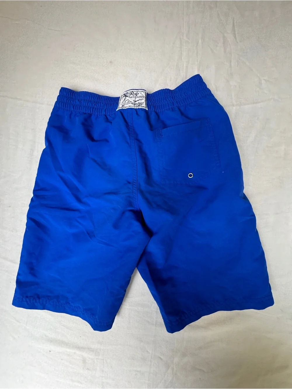 Polo by Ralph Lauren Boys Youth  Royal Blue Swim Trunks with Yellow Logo Size M